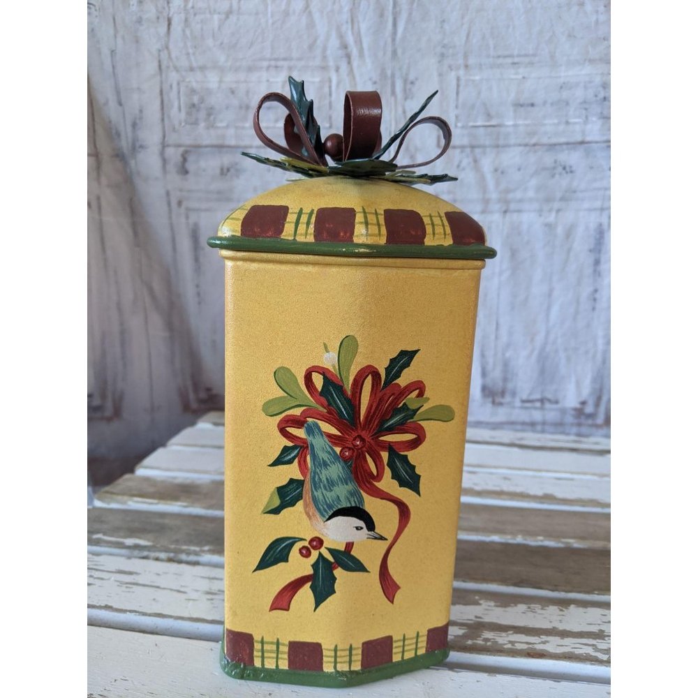 Lenox metal‎ canister winter greetings toleware